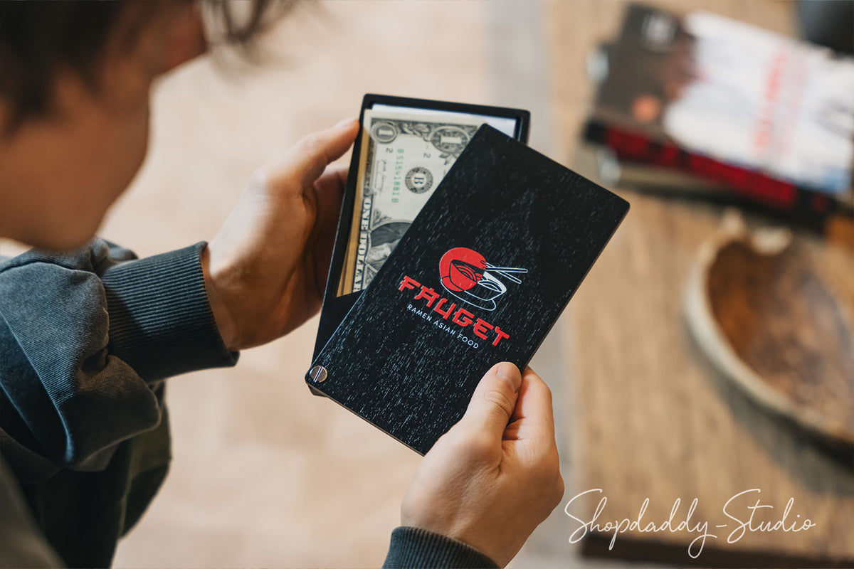 Black Check Holder Box with Rotating Lid