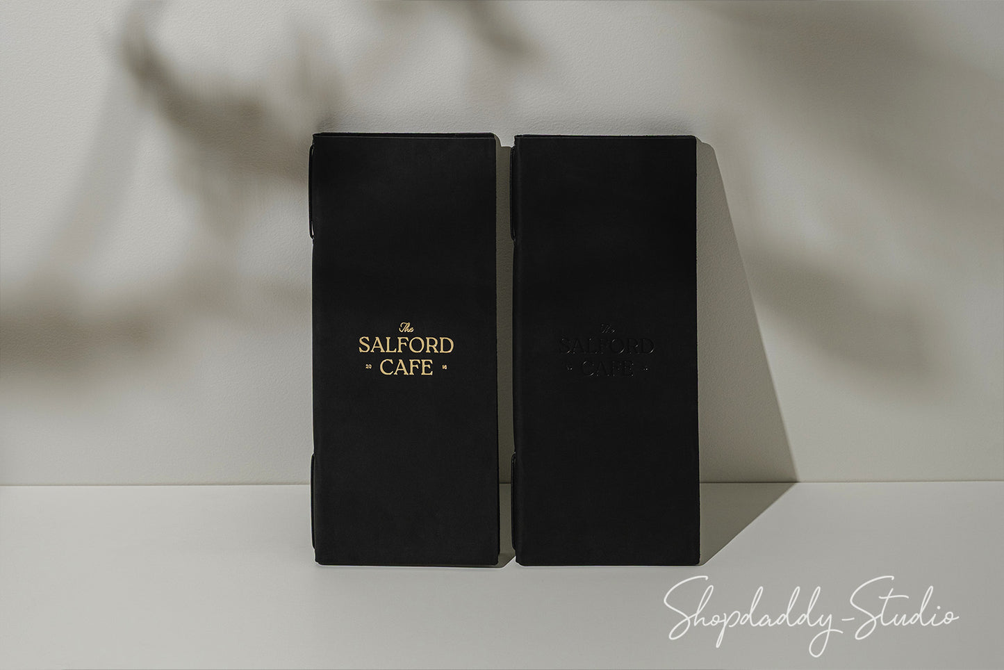 Black Double Leather Menu Cover with Corners for Menu Presentation