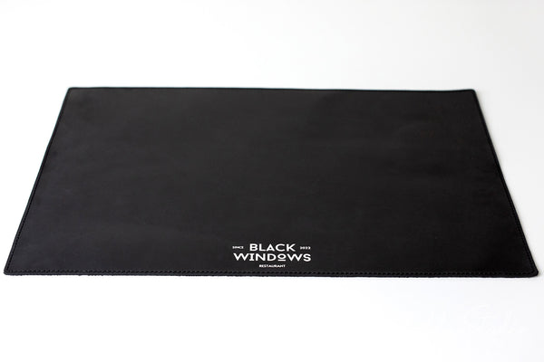 Black Leather Table Dining Placemat with Custom Logo