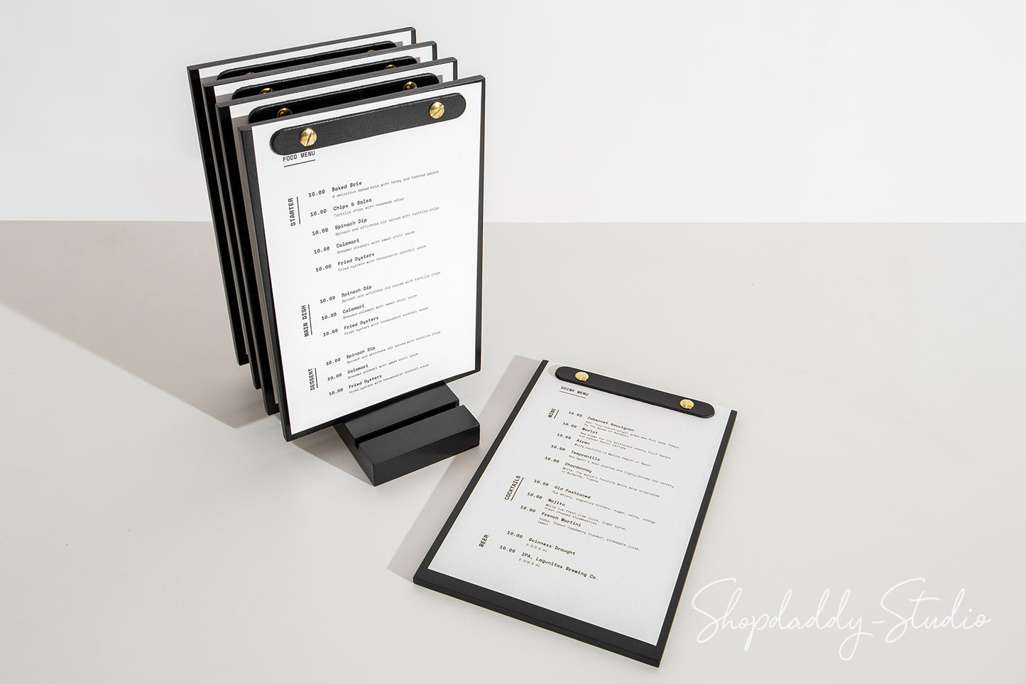 Black Menu Holder Set with Base (5 pcs) for Hospitality