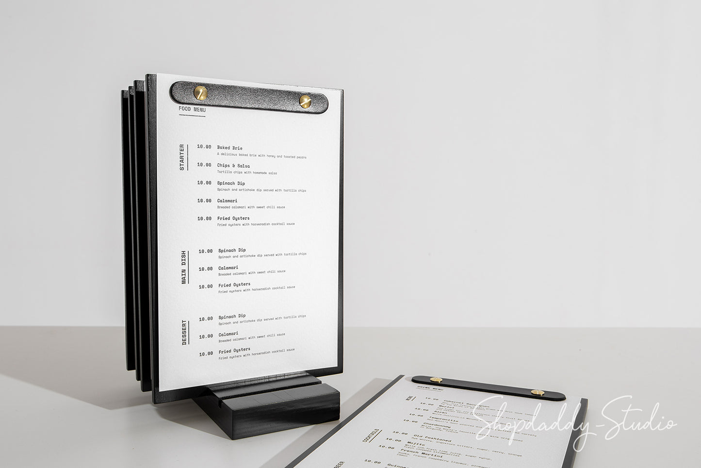 Black Menu Holder Set with Base (5 pcs) for Tabletop Menus