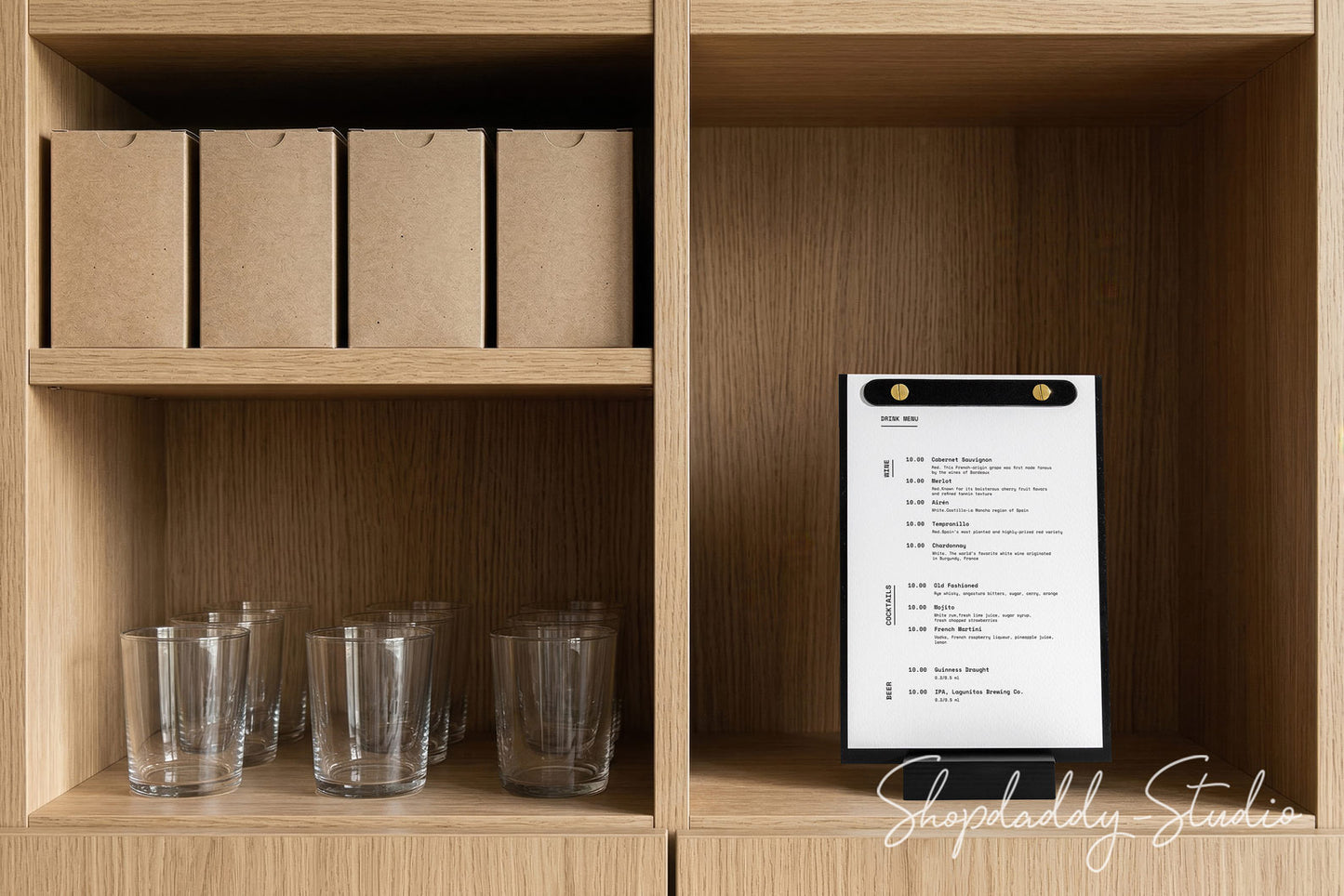 Black Menu Holder Set with Base (5 pcs) with Custom Logo