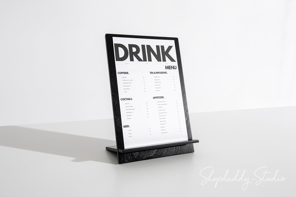 Black Plywood Angled Table Tent for Hospitality