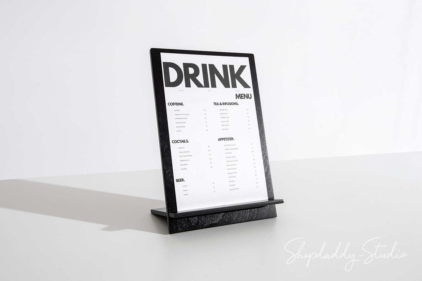 Black Plywood Angled Table Tent for Hospitality