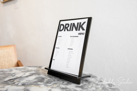 Black Plywood Angled Table Tent for Menu Display