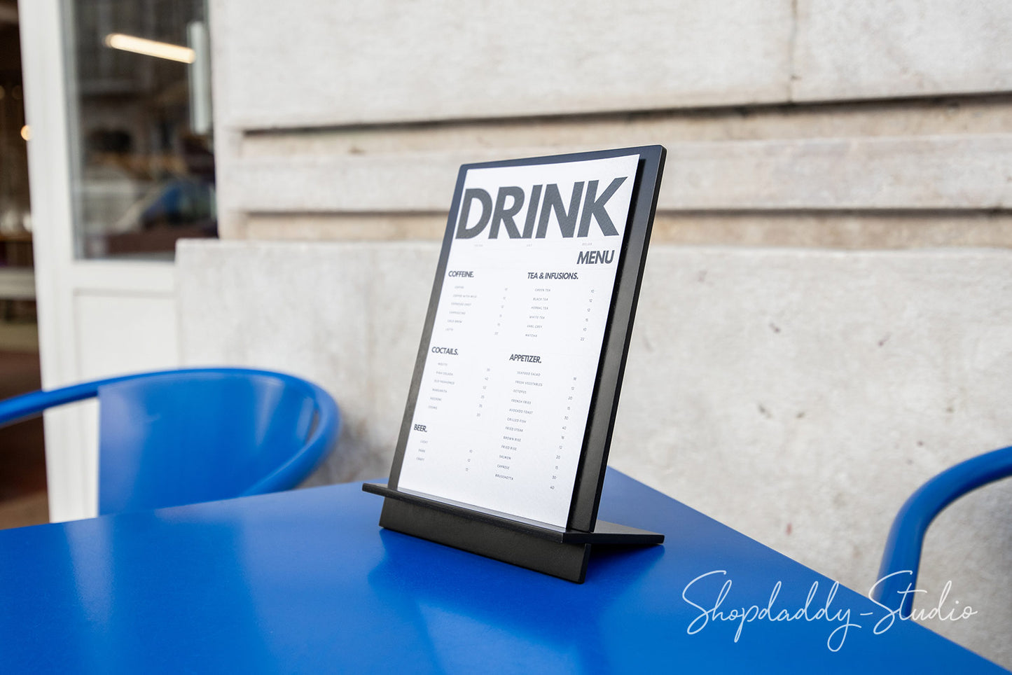 Black Plywood Angled Table Tent for Restaurants and Hotels