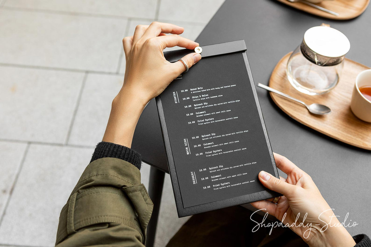 Black Plywood Menu Board with Brass Screw 