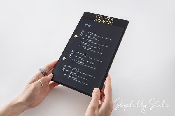 Black Plywood Menu Board with Logo for Fine Dining