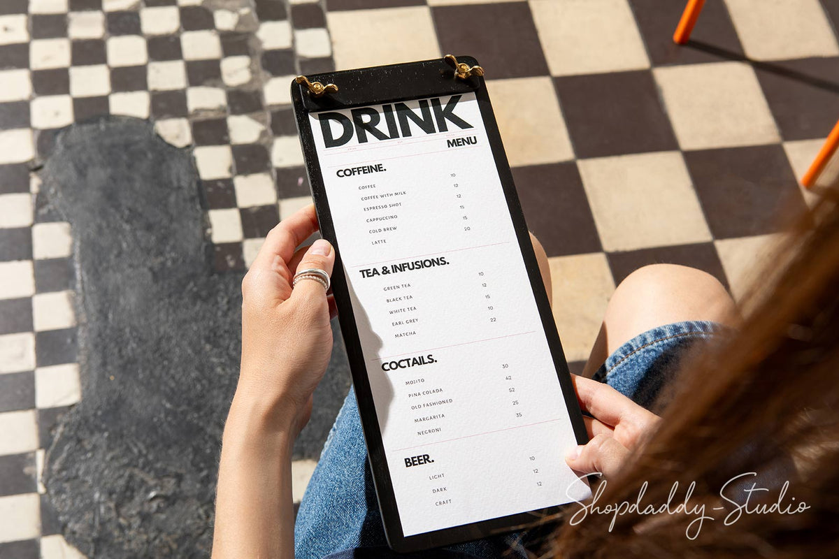 Black Plywood Menu Board with Plank