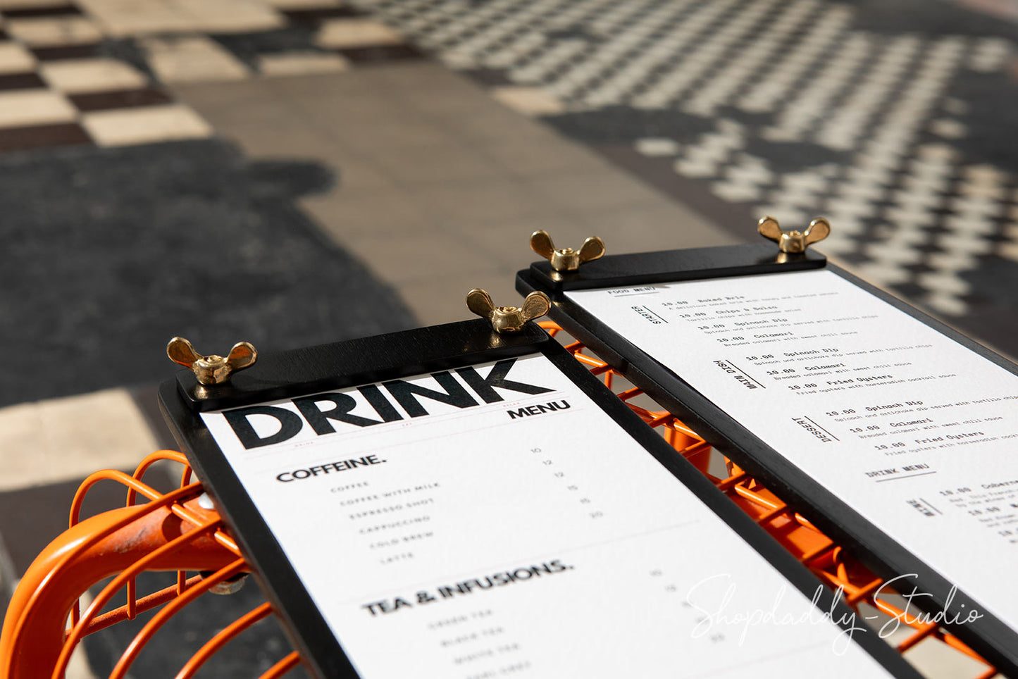 Black Plywood Menu Holder with Plank for restaurant