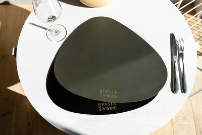 Black Thick Leather Pable Table Dining Placemat