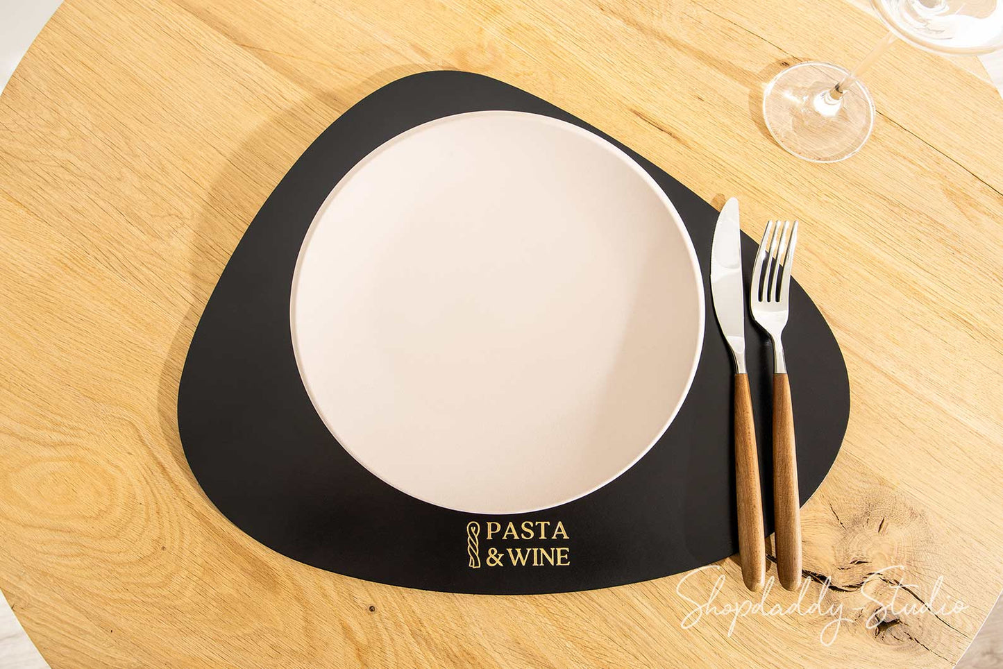 Black Thick Leather Pable Table Dining Placemat for bar