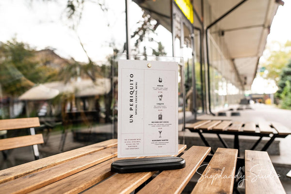 Black Wooden/Acrylic Table Menu Stand for flyer
