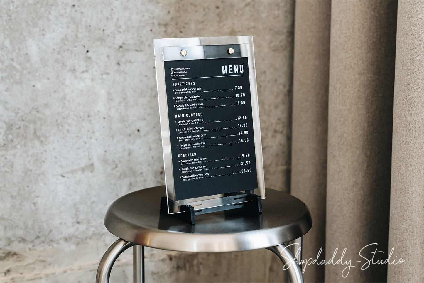 Black Wooden/Single Acrylic Table Menu Holder