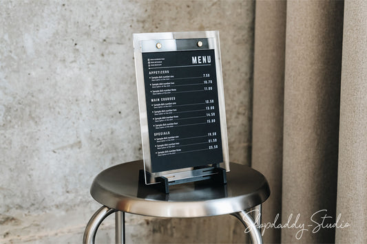 Black Wooden/Single Acrylic Table Menu Holder
