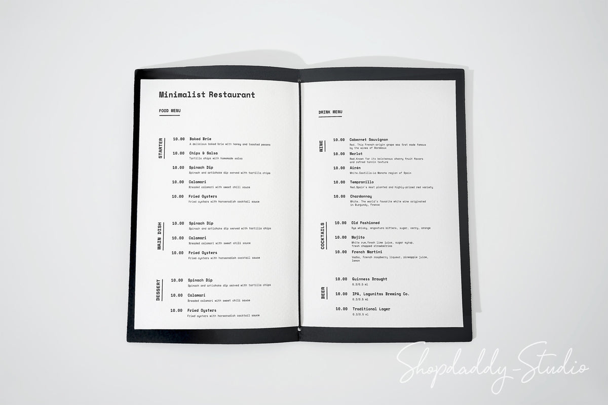 Blue Recycled Leather Menu Cover with Elastic Band for Hotels