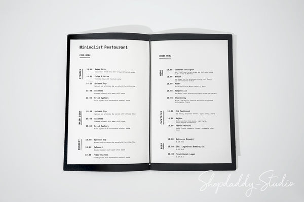 Blue Recycled Leather Menu Cover with Elastic Band for Hotels