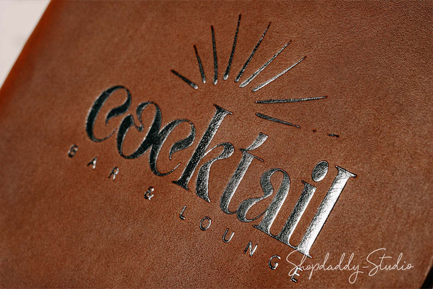 Brown Double Leather Menu Cover With Elastic Band for drink menu