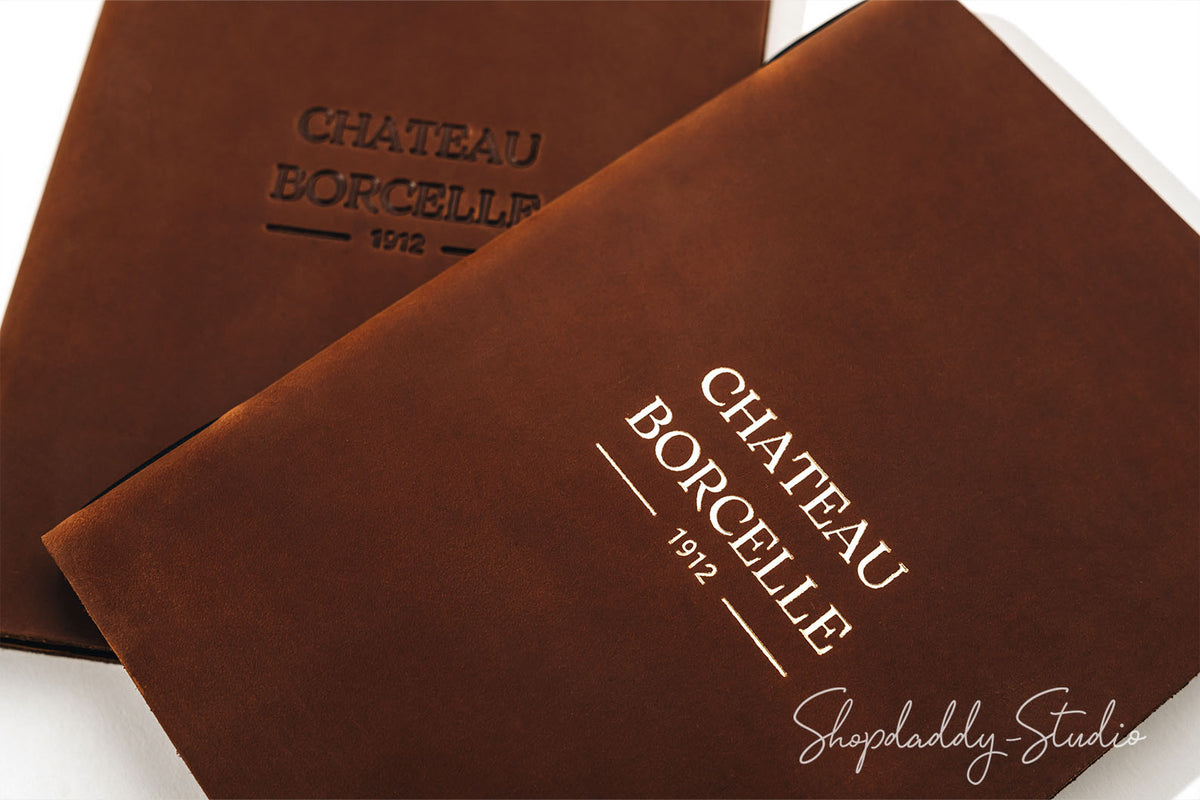 Brown Double Leather Menu Cover with Corners for bar