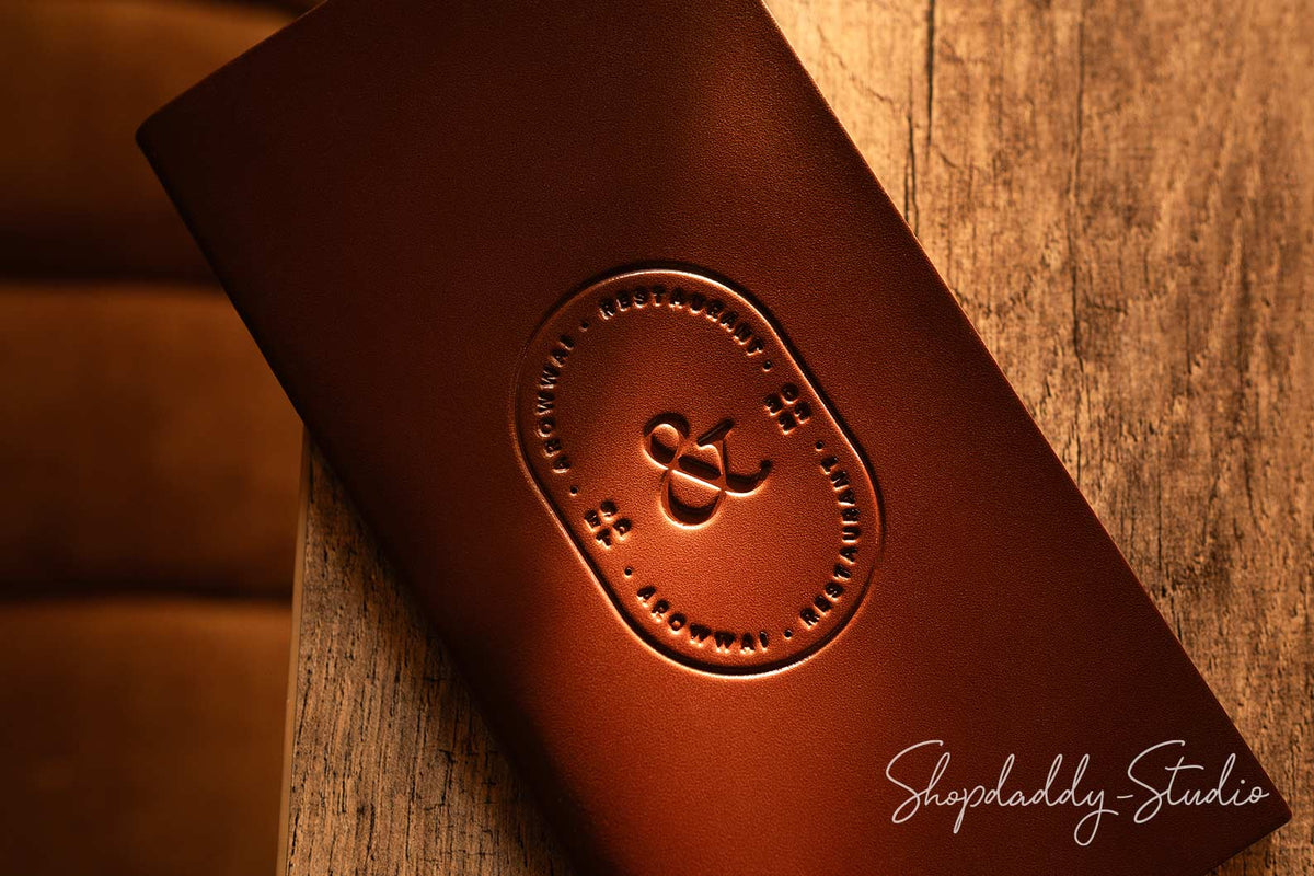 Brown Italian Leather Bill Holder With Card Pocket for restaurant