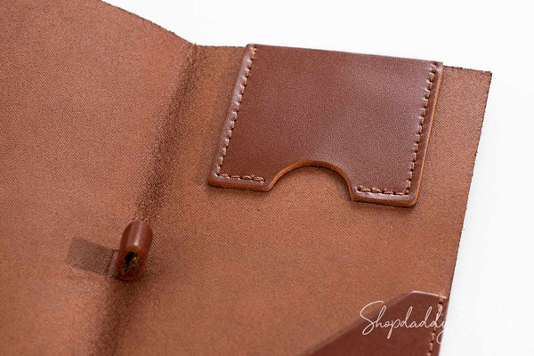 Brown Italian Leather Server Booklet With Card Pocket for restaurant