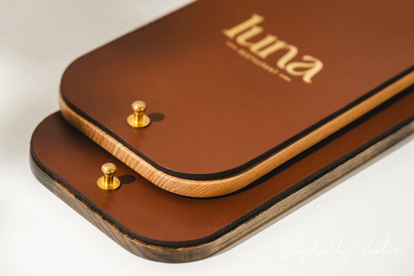 Brown Leather / Ashwood Check Holder for restaurant
