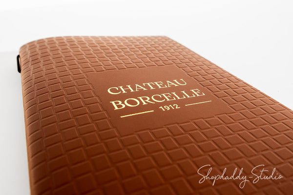 Brown Leather Menu Cover with Woven Pattern for Hotel Menu