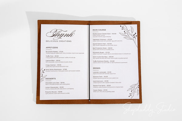 Brown Leather Menu Cover with Woven Pattern for Wine Menu
