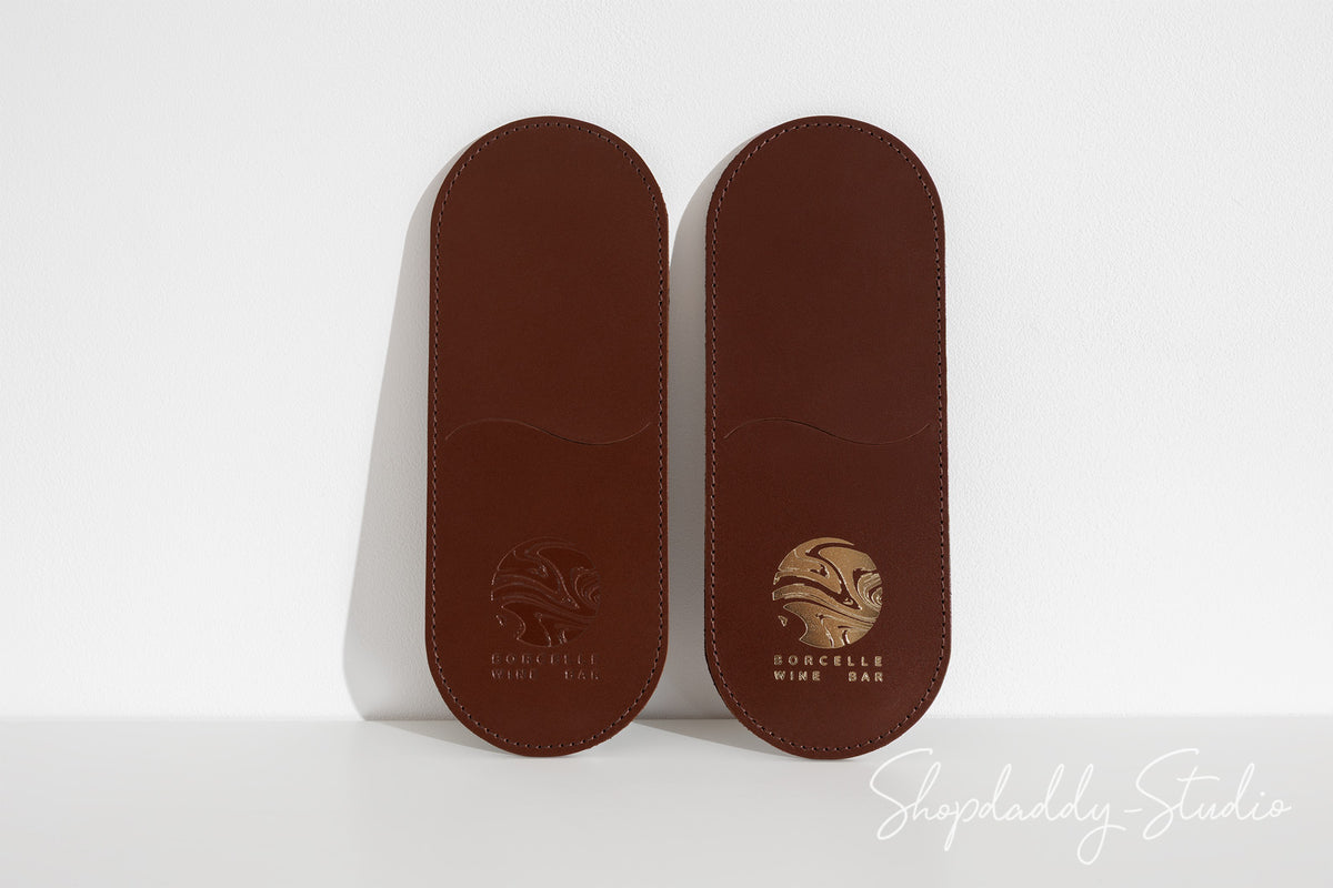 Brown Leather Rounded Cutlery Holder for Hospitality