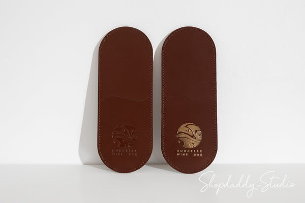 Brown Leather Rounded Cutlery Holder for Hospitality