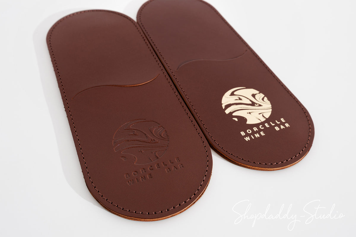 Brown Leather Rounded Cutlery Holder for Silverware Organization