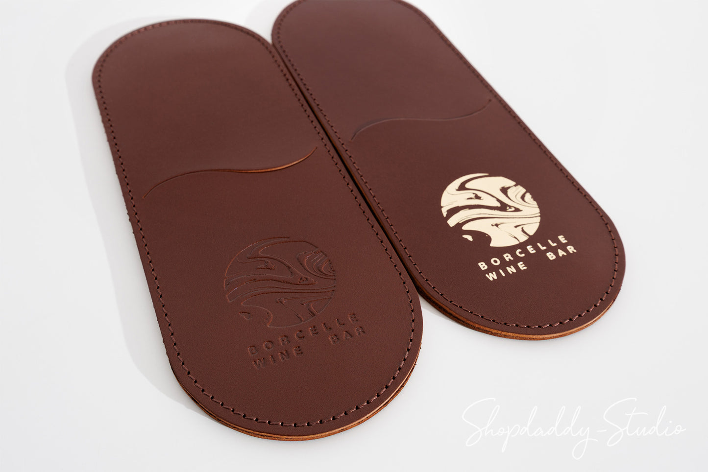 Brown Leather Rounded Cutlery Holder for Silverware Organization