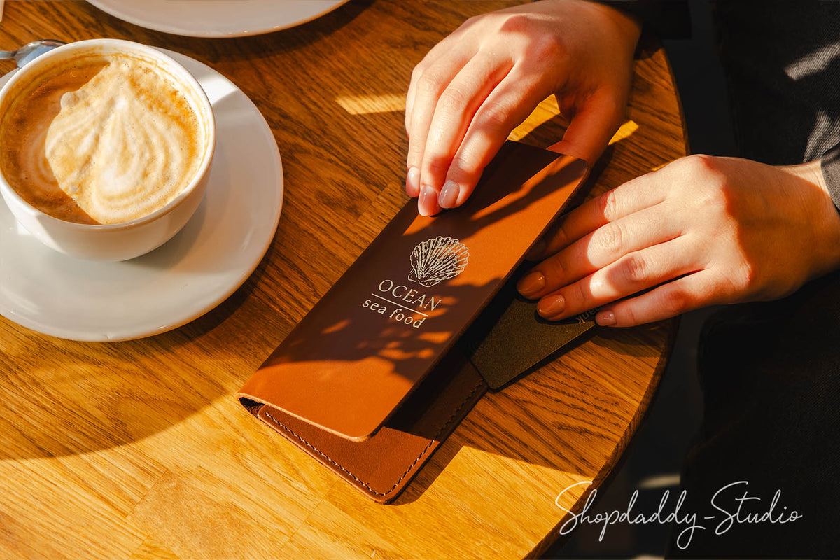 Brown Rounded Bill Presenter for restaurant