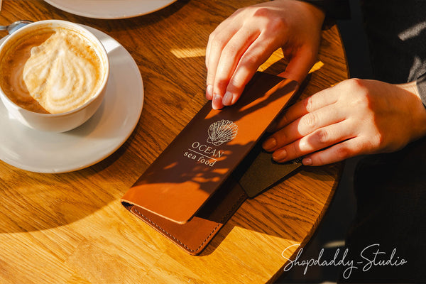 Brown Rounded Bill Presenter for restaurant