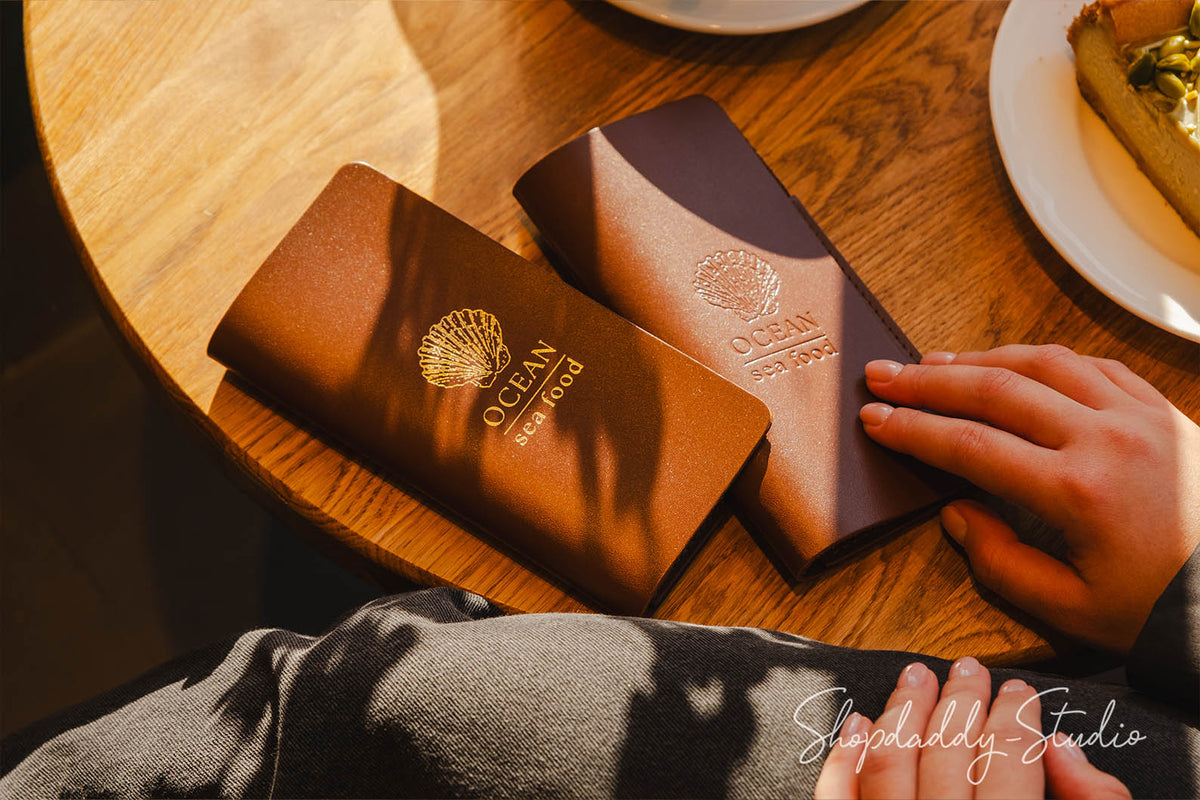 Brown Rounded Check Holder for restaurant