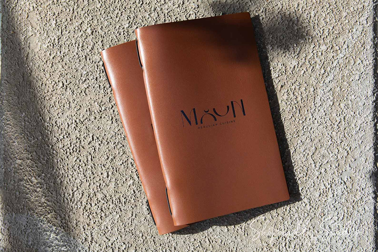 Brown Thick Leather Menu Cover with Elastic Band