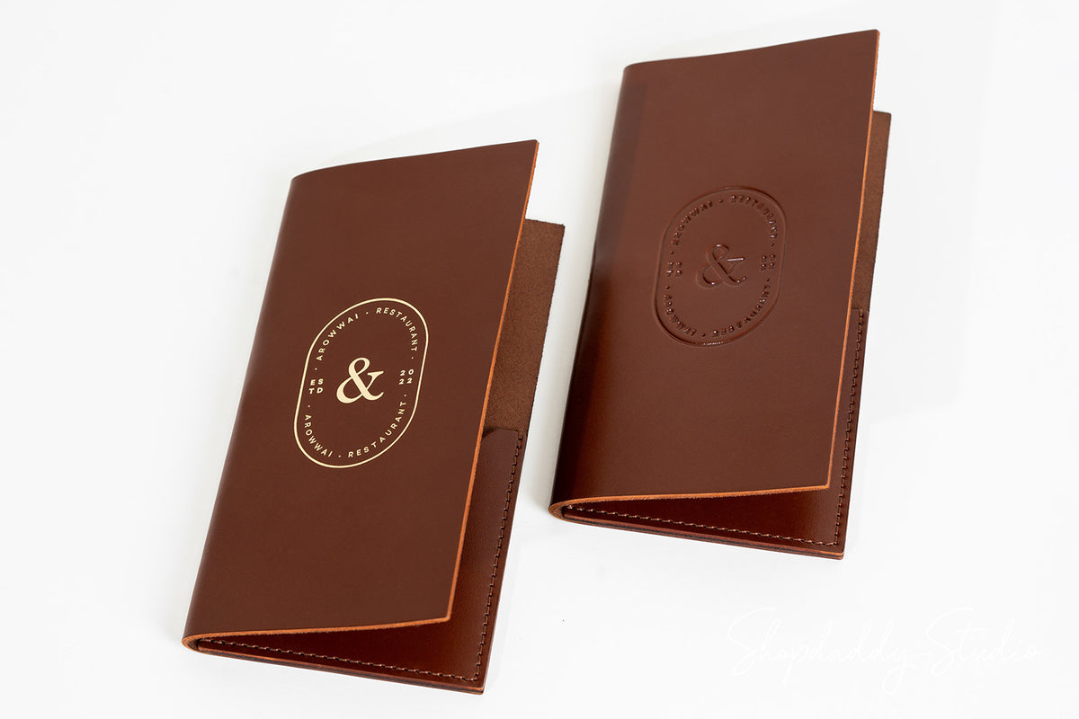 Brown Italian Leather Check Presenter With Card Pocket