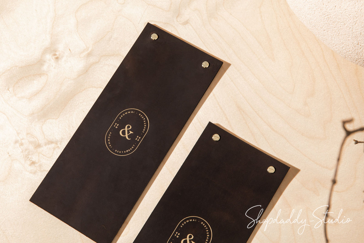 Chocolate Double Leather Menu Cover on Metal Screws