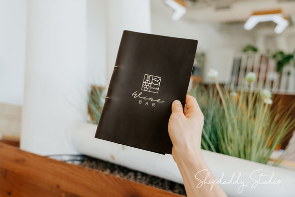 Chocolate Leather Menu Cover with Steel Rings for restaurant