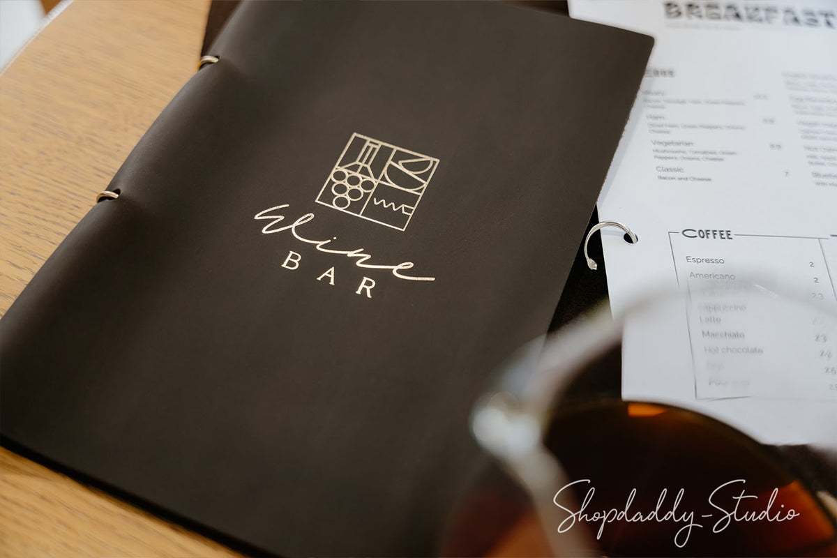Chocolate Leather Menu Folder with Steel Rings for cafe
