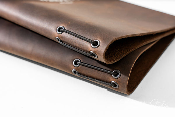  Chocolate Leather Menu Folder with Two Elastic Bands for cafe
