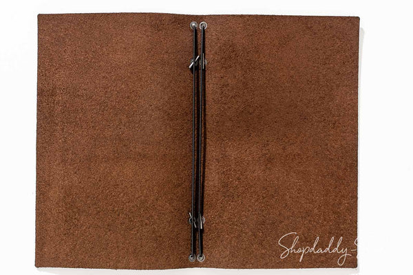 Chocolate Leather Menu Folder with Two Elastic Bands in detail