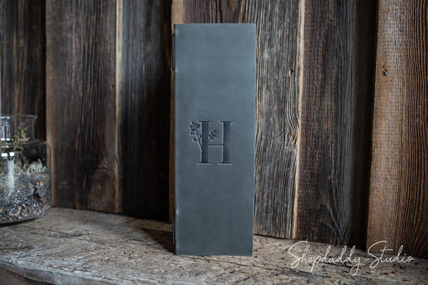 Green-Gray Double Leather Menu Cover with Elastic Band for drink menu