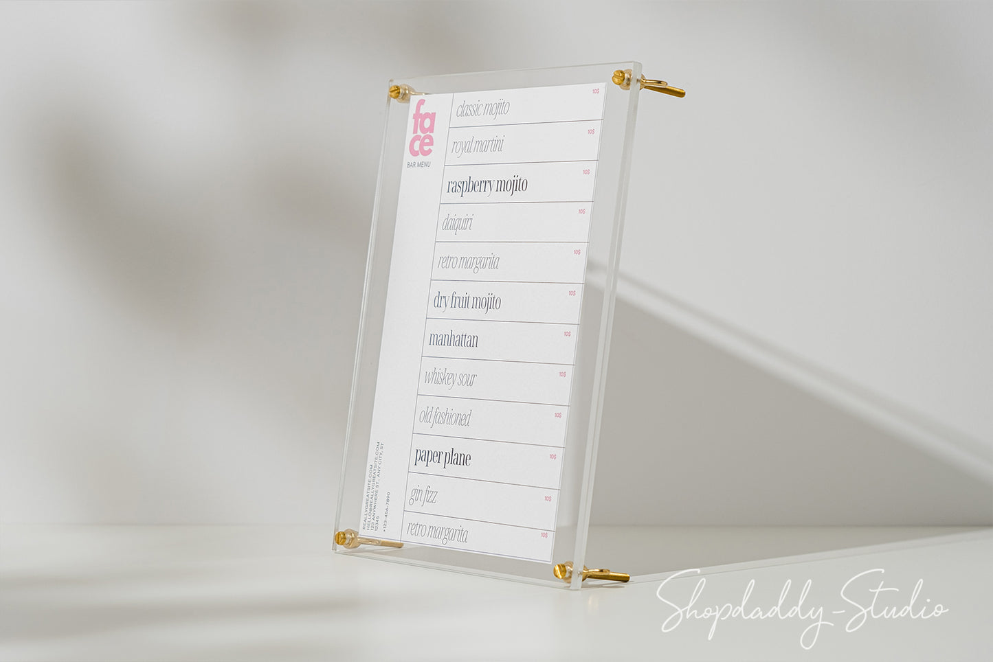 Clear Acrylic Sign Holder with Metal Screws for breakfast menu