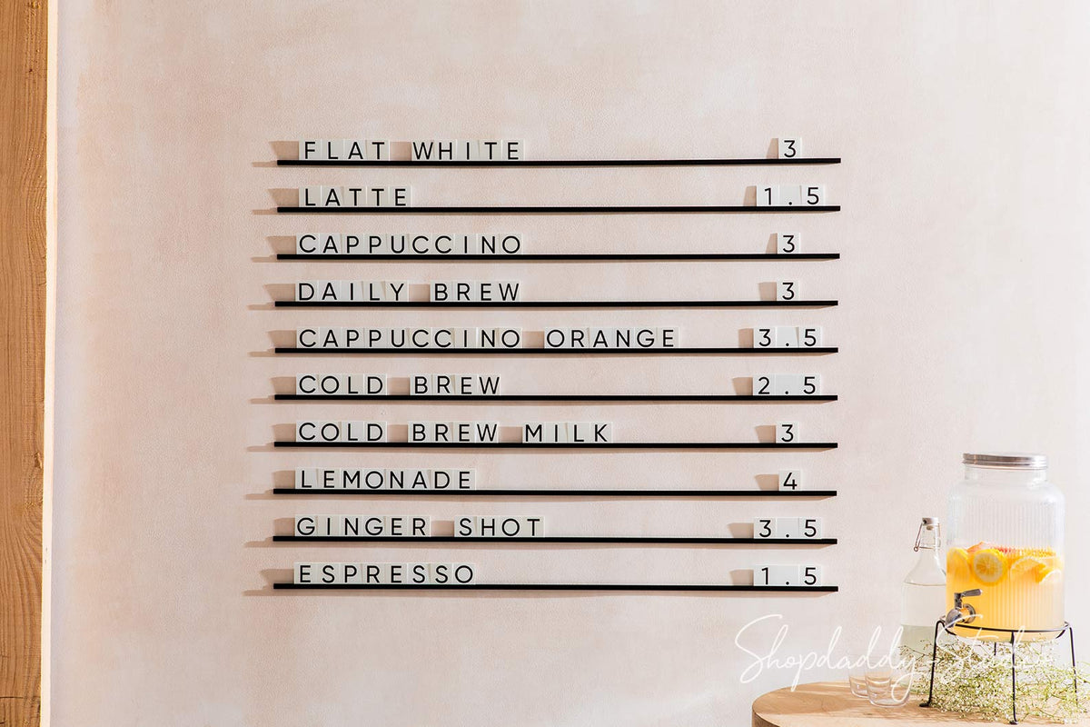 Coffee Bar Wall Menu Board With Letters