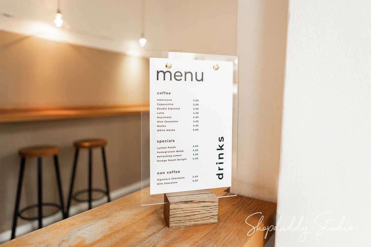 Compact Table Top Display with wood Base