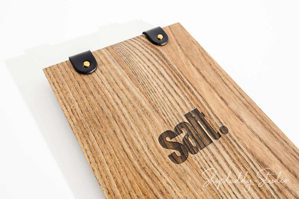 Custom Ashwood Walnut Menu Holder with Two Leather Clasps