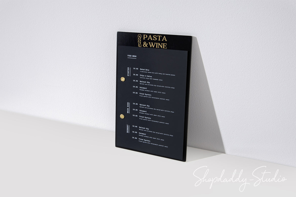 Custom Black Plywood Menu Board with Logo