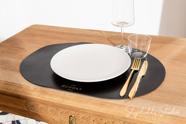 Сustom Black Table mat With Logo for restaurant