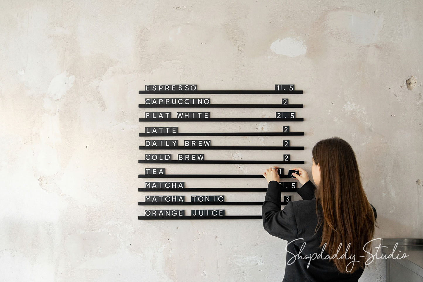 Custom Black Wall Menu PVC Letter Board for Hotels
